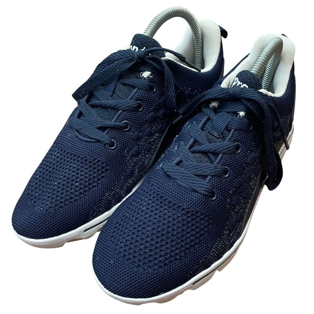 Propet Sneakers Womens Navy Blue Knit Lace Up Walking Shoes 8.5